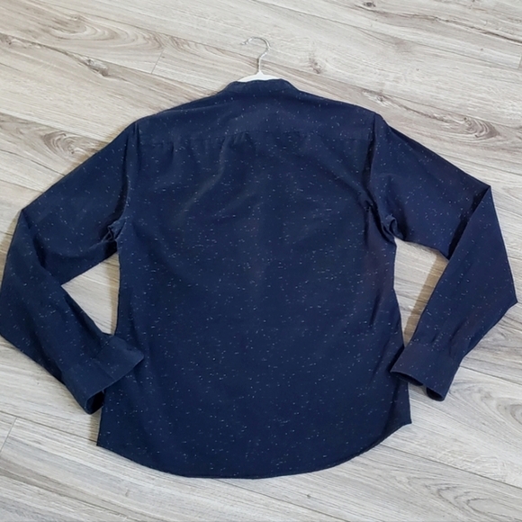 Scotch & Soda Essential Collarless Button Down Shirt, Navy/White Speck, Med, EUC - Picture 5 of 16